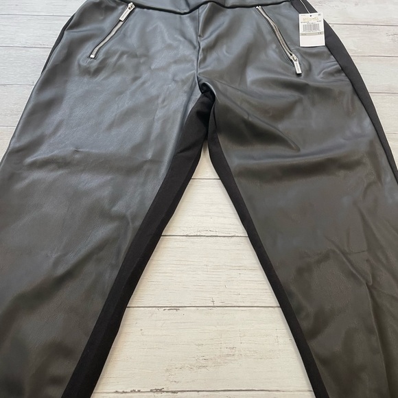 Michael Kors Ankle Faux Leather Leggings Women's 1 X Black Zippered-Pocket - Picture 3 of 10